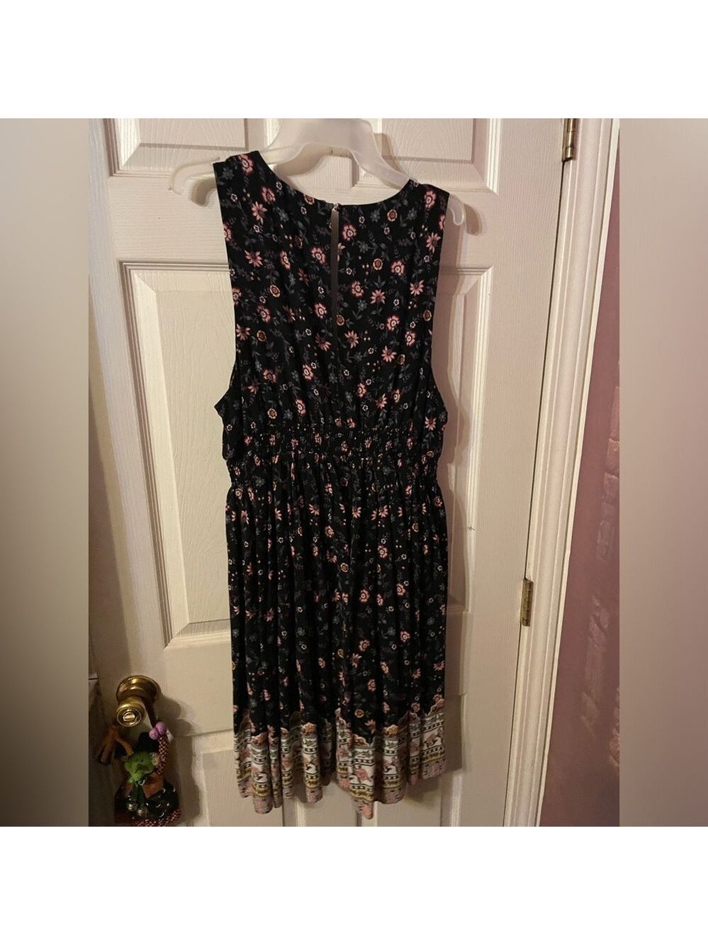 Torrid Floral Sleeveless Elastic Waist Fit & Flare Swing Dress Boho Black 2 - Picture 2 of 4